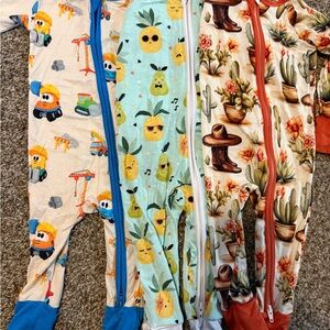 Kids One Piece Pajamas Set - Construction, Pineapple, and Western Themes